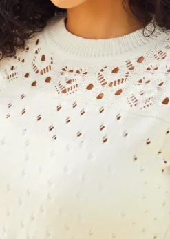 A Dash of Darling Short Sleeve Pullover Sweater Snow White New