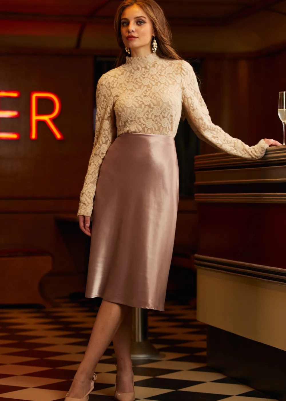 A Little Love Bias Midi Skirt Desert Rose Online