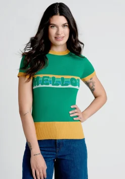 Bright & Beautiful A Mellow Hello Knit Top Green Hot