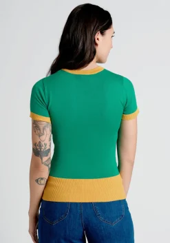 Bright & Beautiful A Mellow Hello Knit Top Green Hot