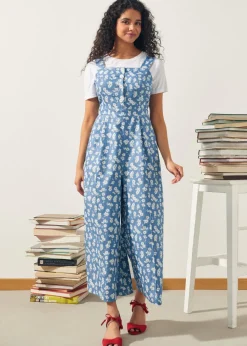 A Playful Bouquet Button-Front Jumpsuit Daisy Denim Sale