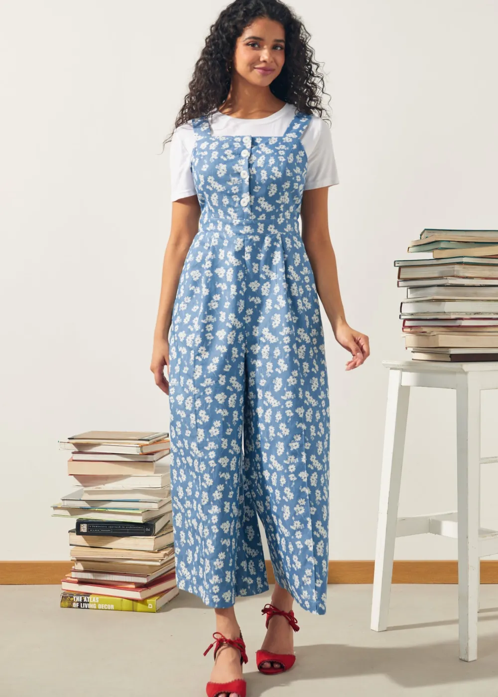 A Playful Bouquet Button-Front Jumpsuit Daisy Denim Sale