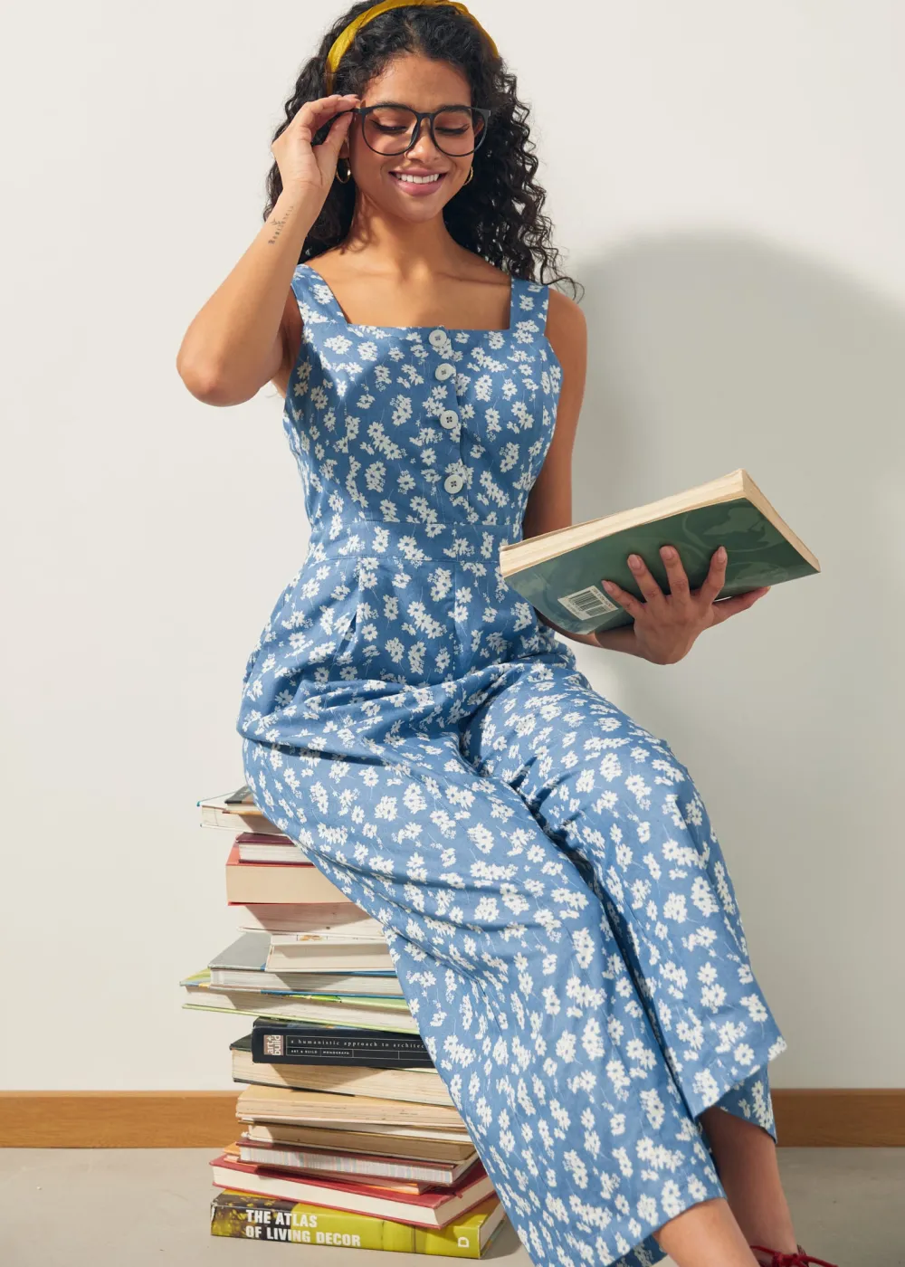 A Playful Bouquet Button-Front Jumpsuit Daisy Denim Sale