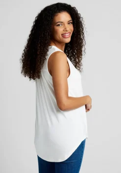 ModCloth A Welcome Change Sleeveless Top White Discount