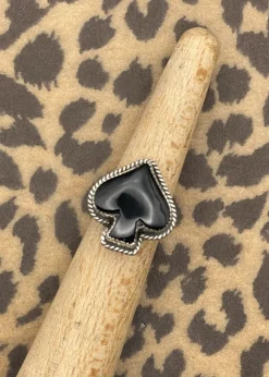 Ace of Spades Onyx Ring Black New