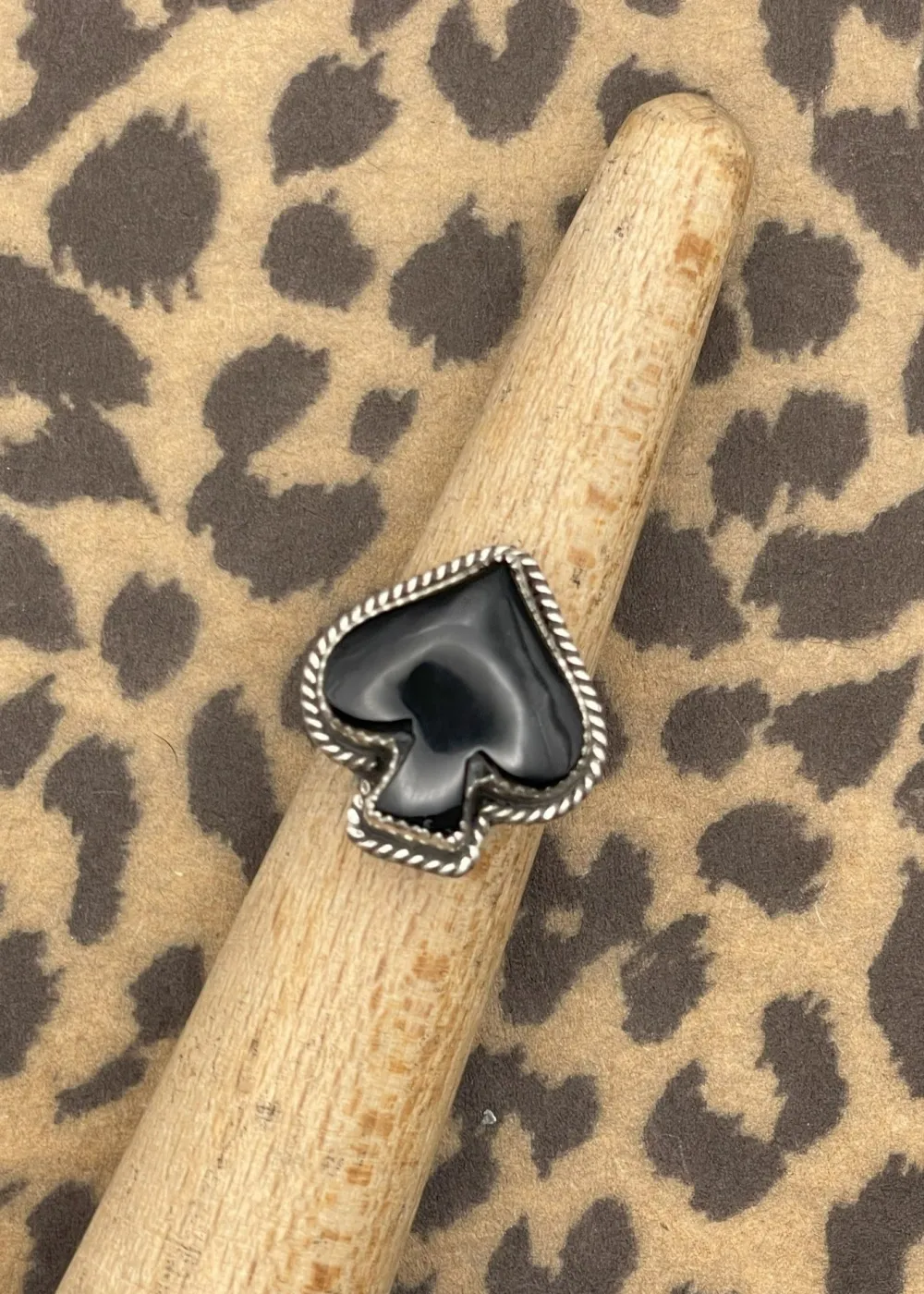 Ace of Spades Onyx Ring Black New