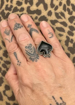 Ace of Spades Onyx Ring Black New