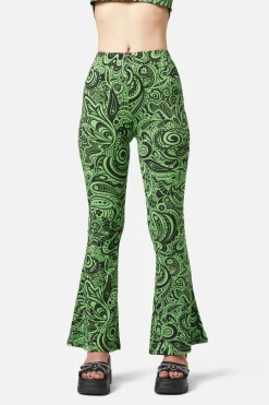 Acid Paisley Jersey Flares Discount