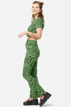 Acid Paisley Jersey Flares Discount