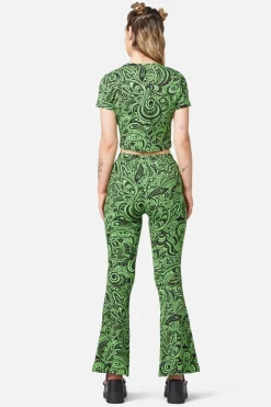 Acid Paisley Jersey Flares Discount