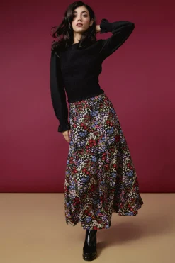 Ada 90's Floral Midi Skirt Hot