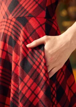 All About the Doodlebug Fit & Flare Dress Cherry Grid Discount