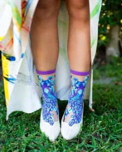 Aquamarine Peacock Sheer Crew Sock Best