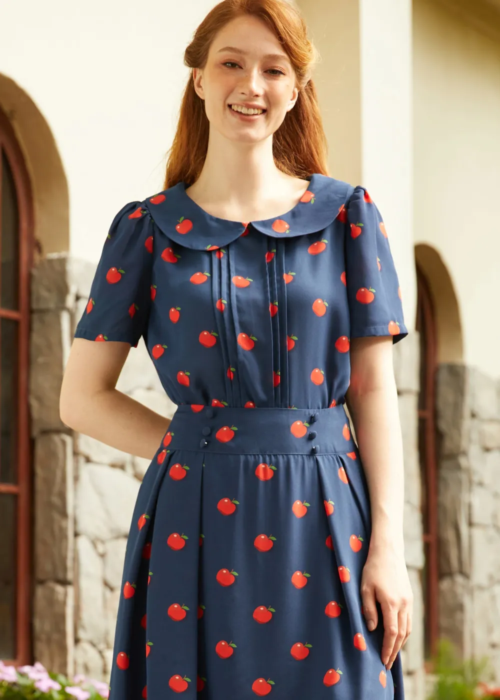 At the Sock Hop Collar Blouse Apple Bliss Hot