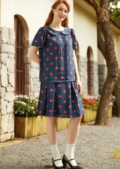 At the Sock Hop Collar Blouse Apple Bliss Hot