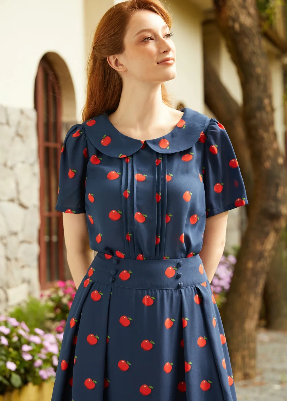 At the Sock Hop Collar Blouse Apple Bliss Hot