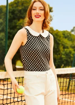 Atomic Age Sleeveless Top Polka Party Outlet