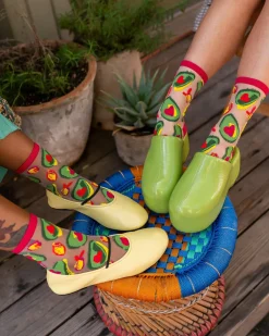 Avocado Lover Sheer Crew Sock Discount