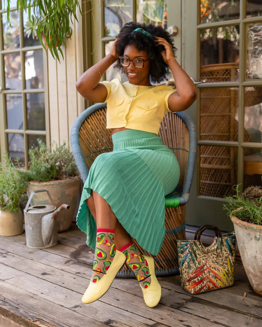 Avocado Lover Sheer Crew Sock Discount