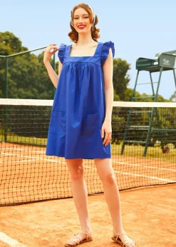 ModCloth Baby Come Back Babydoll Dress Blue Hot