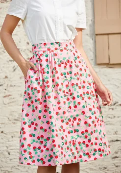 ModCloth Berries & Blossoms A-Line Skirt Pink Berries Hot