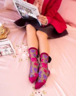 Big Bow Energy Black Sheer Crew Sock Clearance