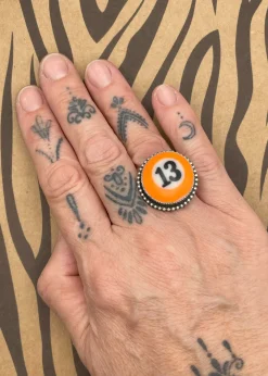 Billiard Ball #13 Sterling Silver Ring Orange Clearance