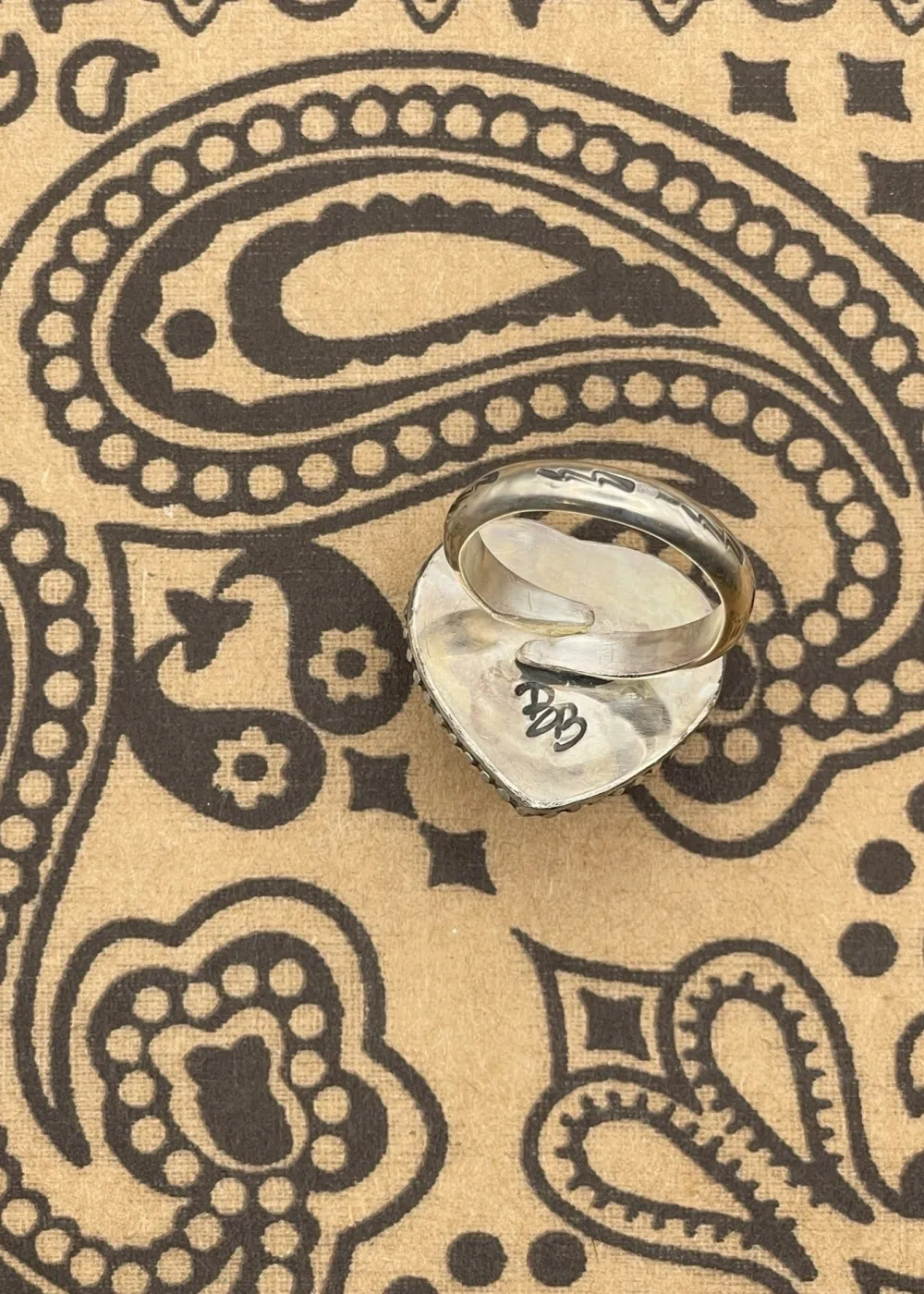 Billiard Ball #7 Sterling Silver Heart Ring Maroon