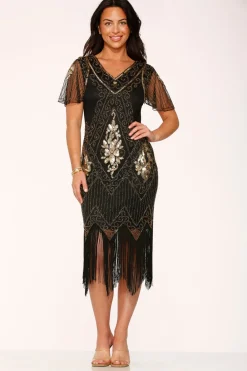 Black & Gold Flapper Dress Sale