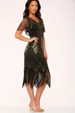 Black & Gold Flapper Dress Sale