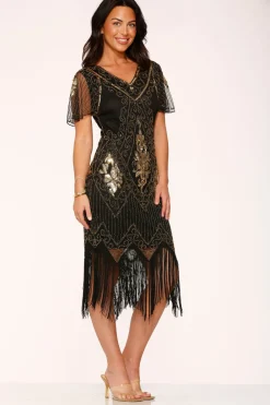 Black & Gold Flapper Dress Sale