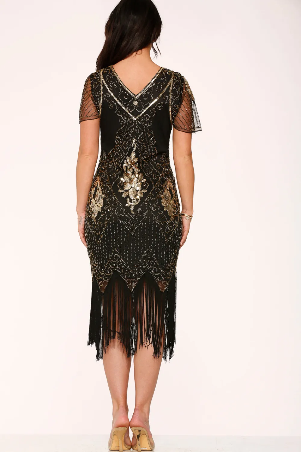 Black & Gold Flapper Dress Sale