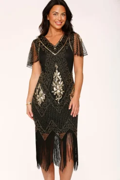 Black & Gold Flapper Dress Sale