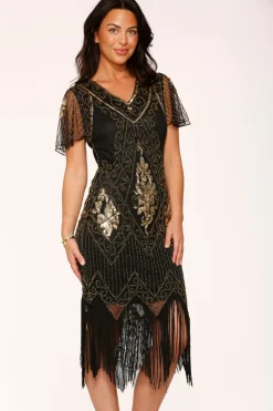 Black & Gold Flapper Dress Sale