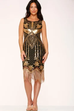 Black & Gold Flapper Dress Sale