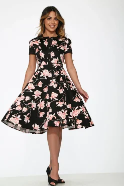 Black & Pink Floral Swing Dress Online