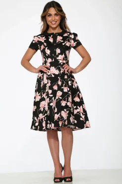 Black & Pink Floral Swing Dress Online