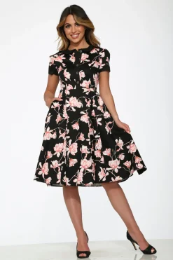 Black & Pink Floral Swing Dress Online