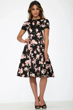 Black & Pink Floral Swing Dress Online