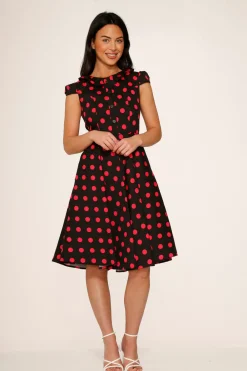 Black & Pink Polka Dot Swing Dress