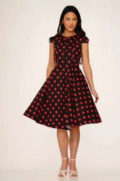 Black & Pink Polka Dot Swing Dress