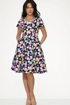 Black & Purple Swing Dress Sale