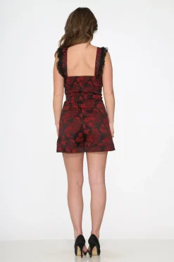 Black & Red Brocade Romper Online