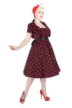 Black & Red Polka Dot Swing Dress Outlet