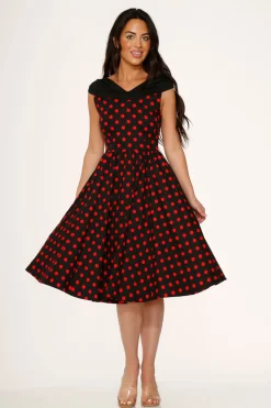 Orchid Bloom Clothing Black & Red Polka Dot Swing Dress Best
