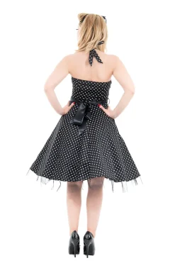 Black & White Small Polka Dot Halter Dress Hot