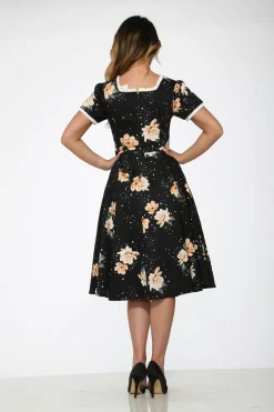 Black & Yellow Floral Swing Dress Outlet