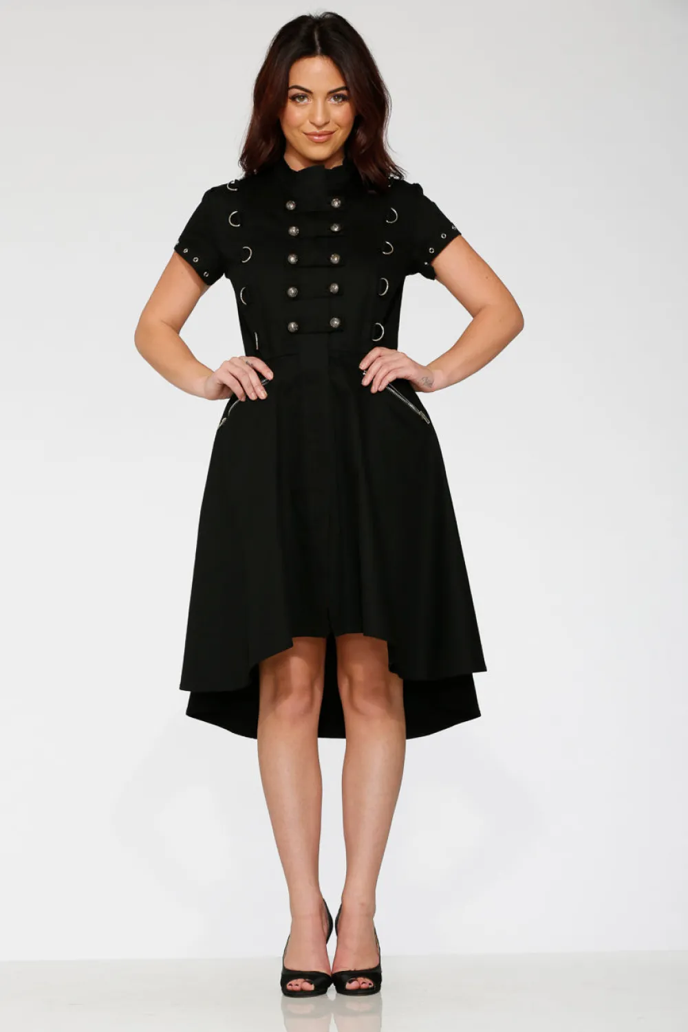 Black Battalion Hi-Lo Swing Dress Clearance