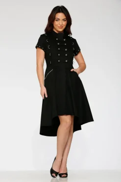 Black Battalion Hi-Lo Swing Dress Clearance