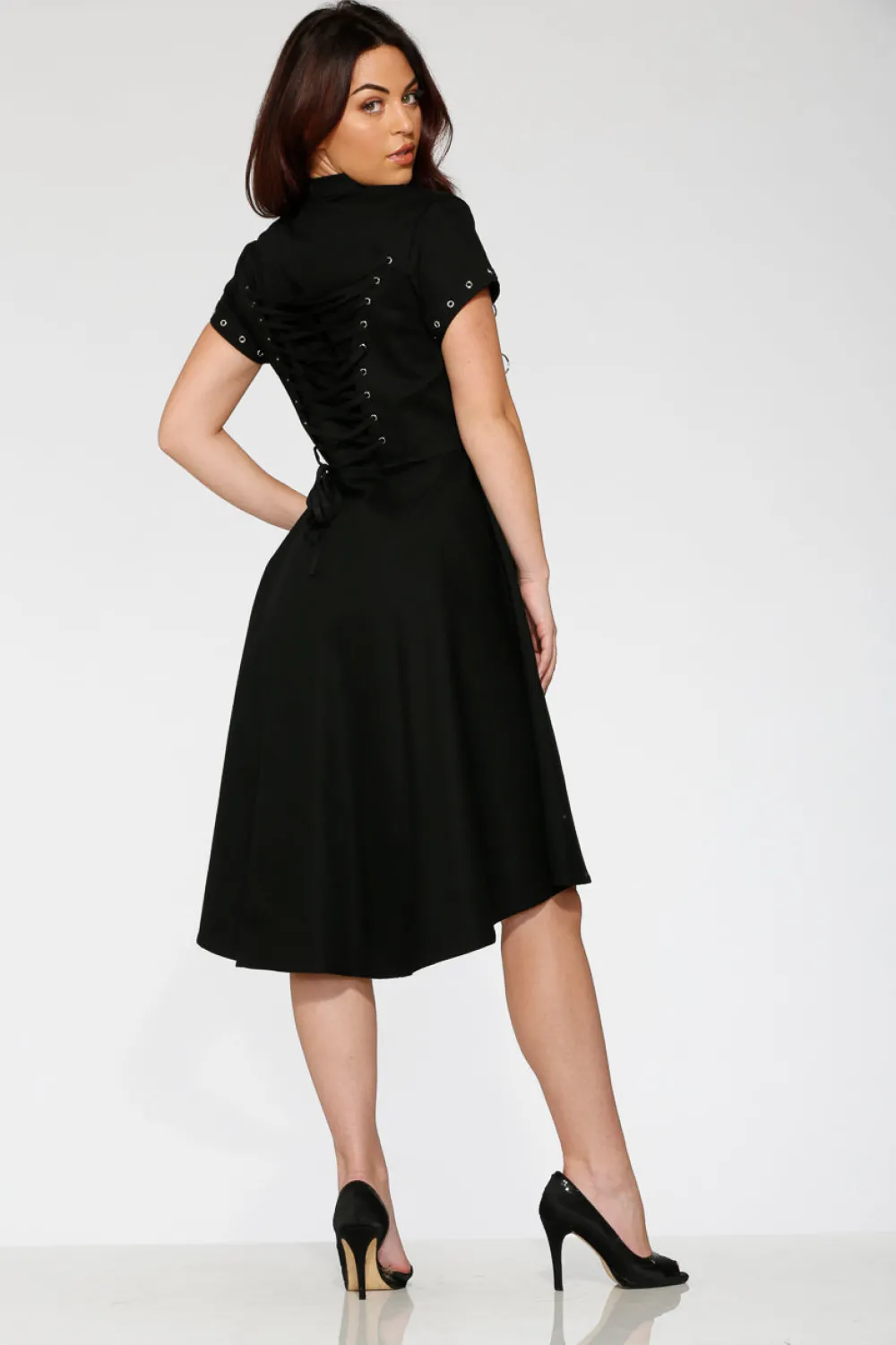Black Battalion Hi-Lo Swing Dress Clearance